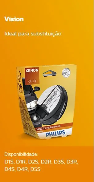 Embalagem de uma lâmpada de xénon Philips Vision, disponível na Pneu Beato